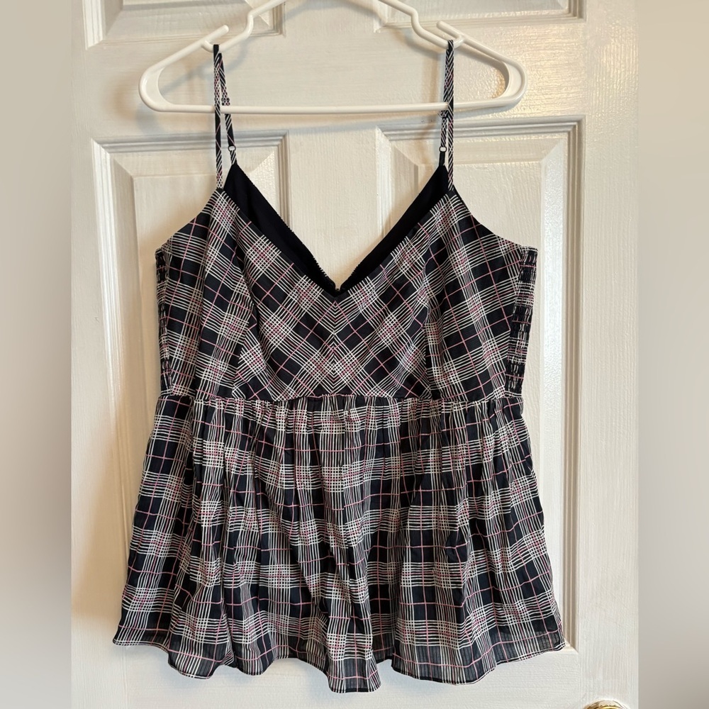 NWT Ckub Monaco Plaid Spaghetti Strap Top Large